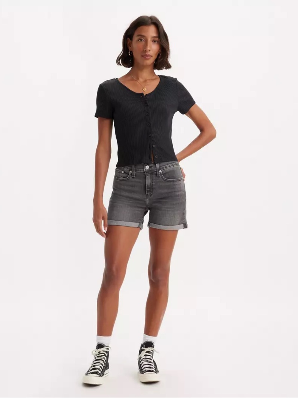 Levi's Women's Gray Rolled Hem Jean Shorts